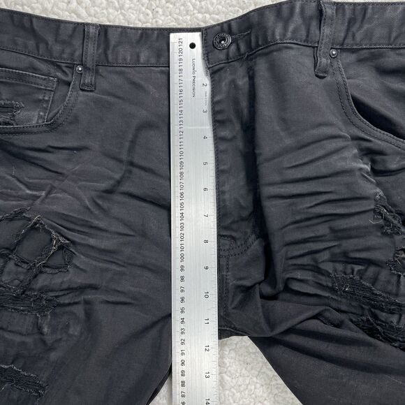 Smoke Rise Distressed Black Jeans Men’s 42x32 (Actual 40x32) Streetwear Moto - Picture 13 of 14